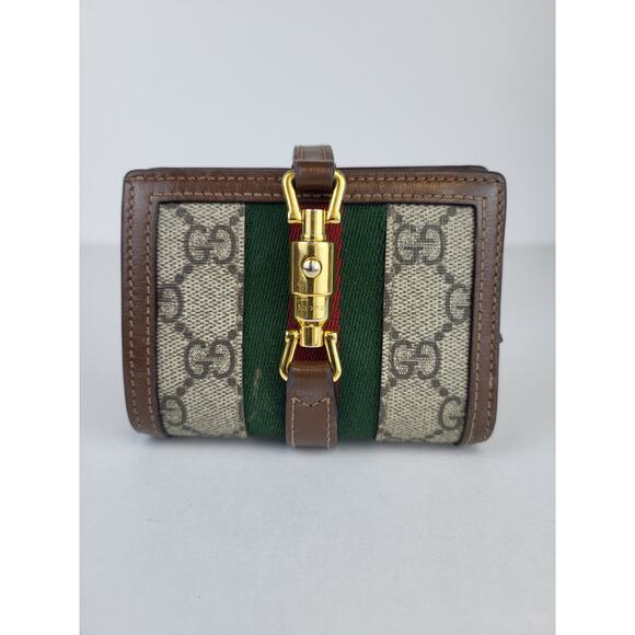 Gucci Supreme Monogram Textured Calfskin Web Jackie 1961 Wallet - Picture 2 of 8